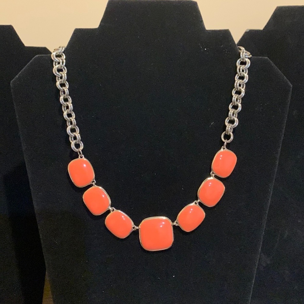 Banana Republic‎ orange/silver beaded chain necklace